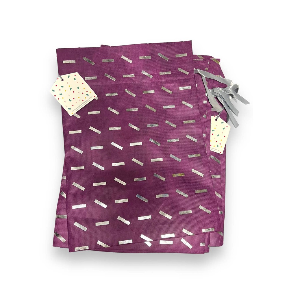 25 x Large 18" Purple Fabric Gift Bags w/ Silver Ribbon | Christine Taylor CTC - Picture 11 of 13